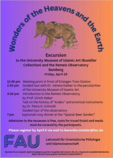 Zum Artikel "Veranstaltungshinweis: 19. April 2024, Halbtagesexkursion in das Universitätsmuseum für Islamische Kunst und die Dr. Karl Remeis-Sternwarte Bamberg"
